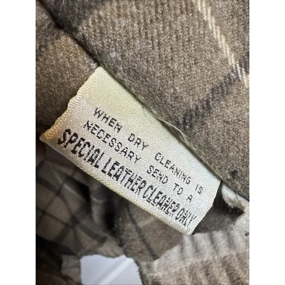 Vintage Bermans Suede Leather Jacket Mens 46 Plaid Lined Zip Hood Brown